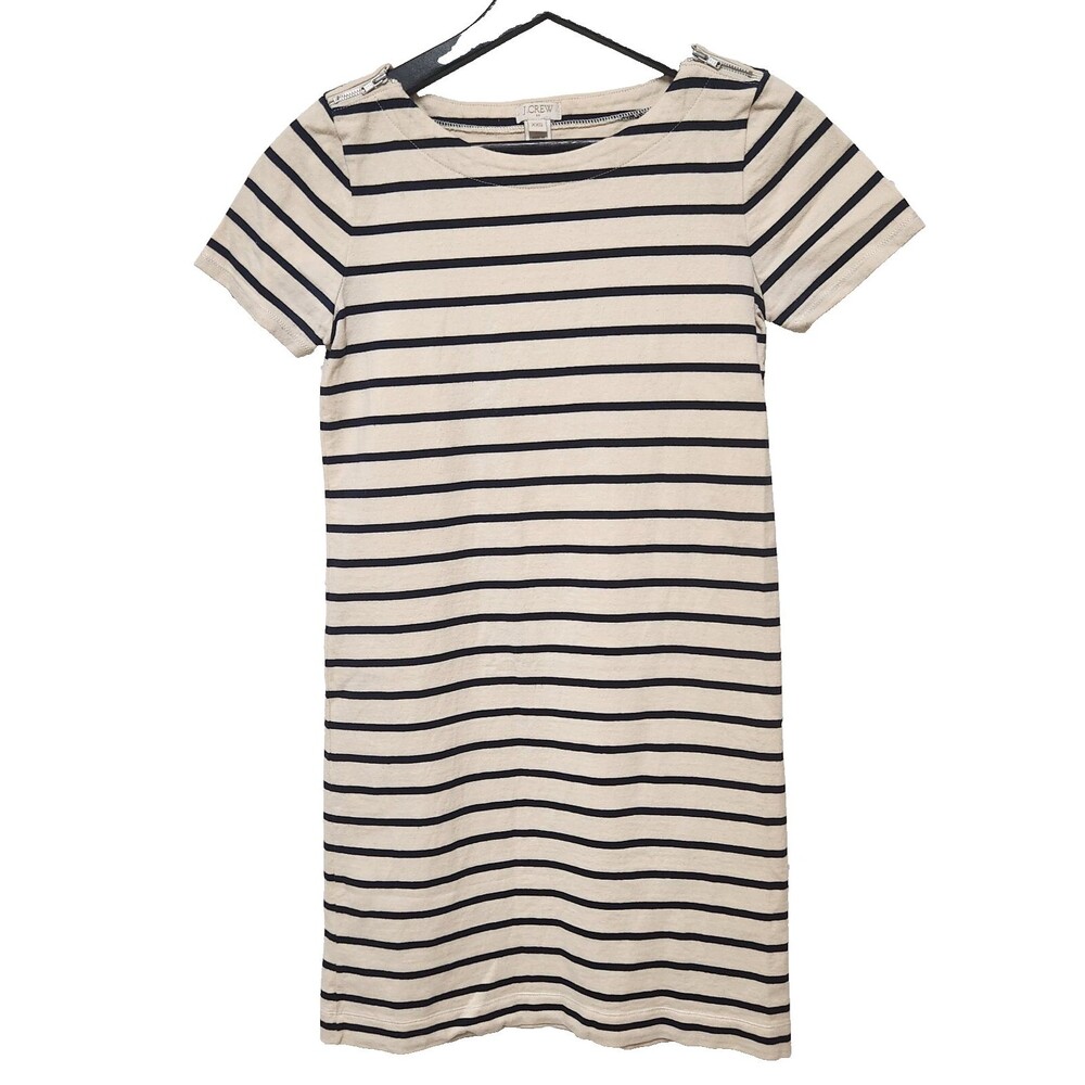 J. Crew Cream & Navy Stripes Coastal Grandma Beachy Shift Mini Dress XS